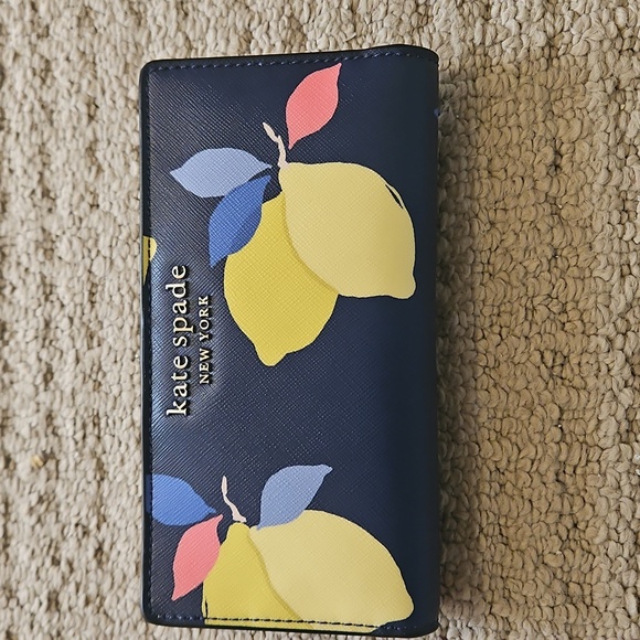 Kate Spade Navy and Lemon Print Shoulder Bag and Matching Wallet - Picture 6 of 8